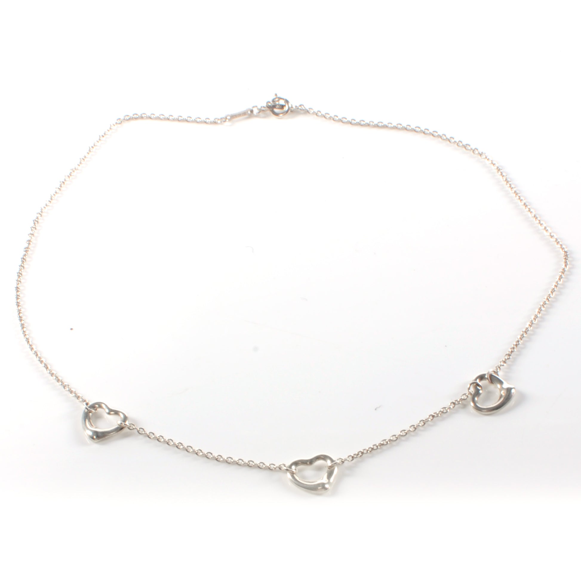 Tiffany Sterling Silver Elsa Peretti 3 Open Hearts Necklace 1 of 4