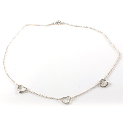 Tiffany Sterling Silver Elsa Peretti 3 Open Hearts Necklace 1 of 4