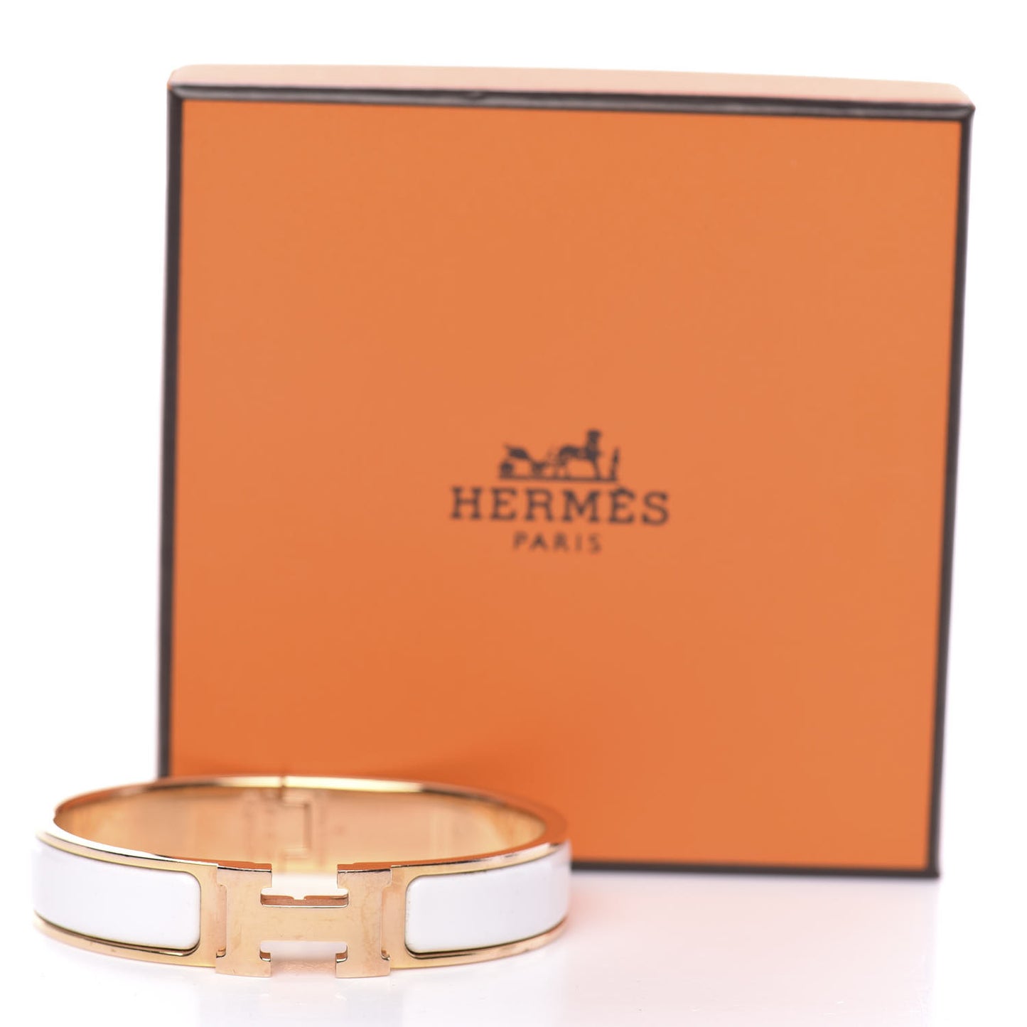 Enamel Narrow Clic Clac H Bracelet PM White