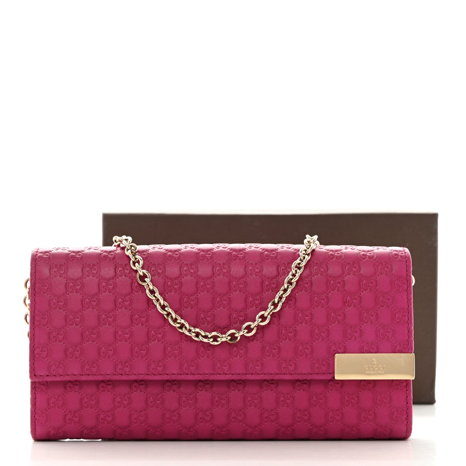Gucci Soft Microguccissima Dice Chain Wallet Bright Bouganville 10 of 10