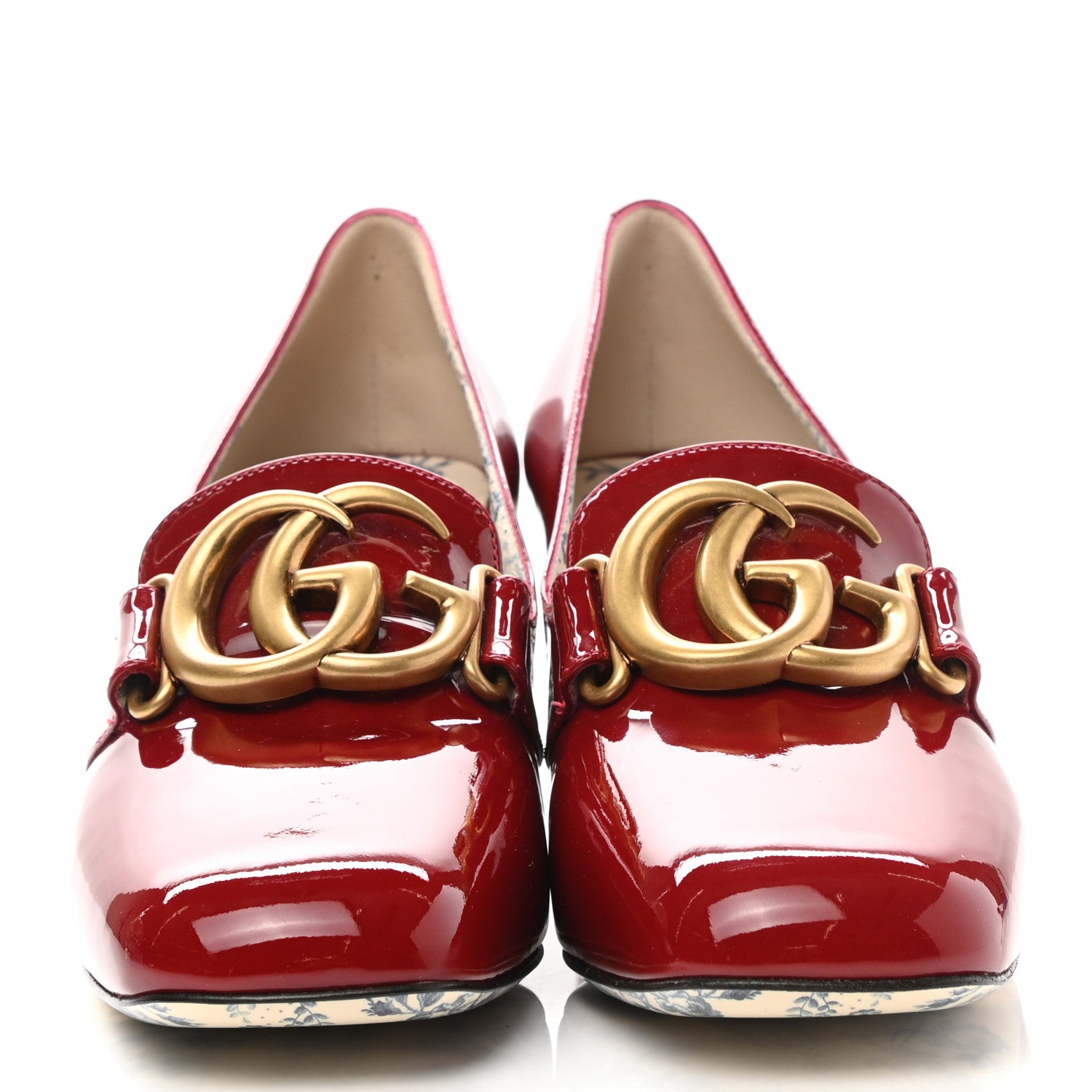 Gucci Vernice GG Victoire 55mm Loafer Pumps 37.5 Hibiscus Red 2 of 9