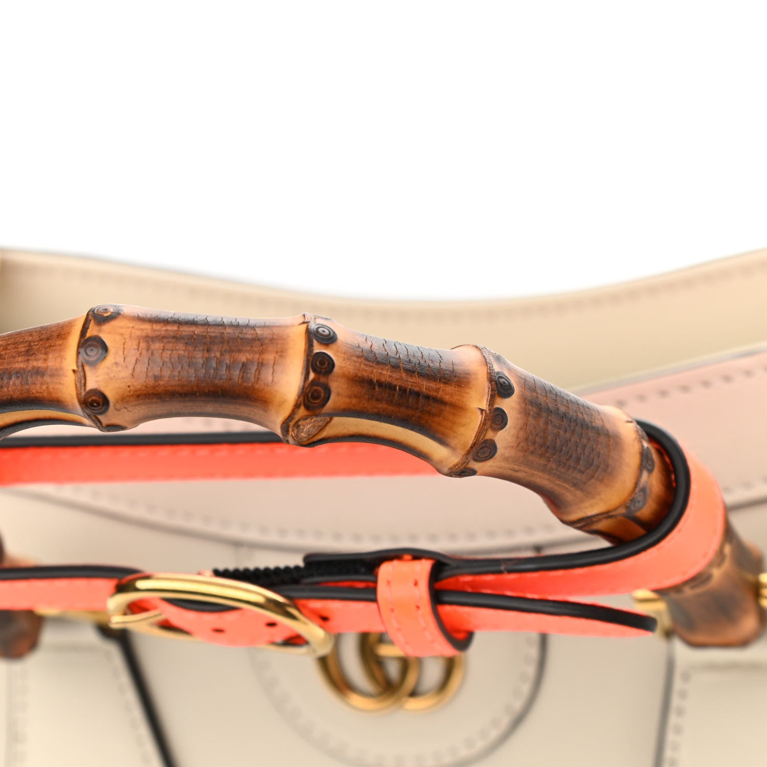 Gucci Wonka Grain Calfskin Small Diana Tote Bag Mystic White Orange Fluo 10 of 13