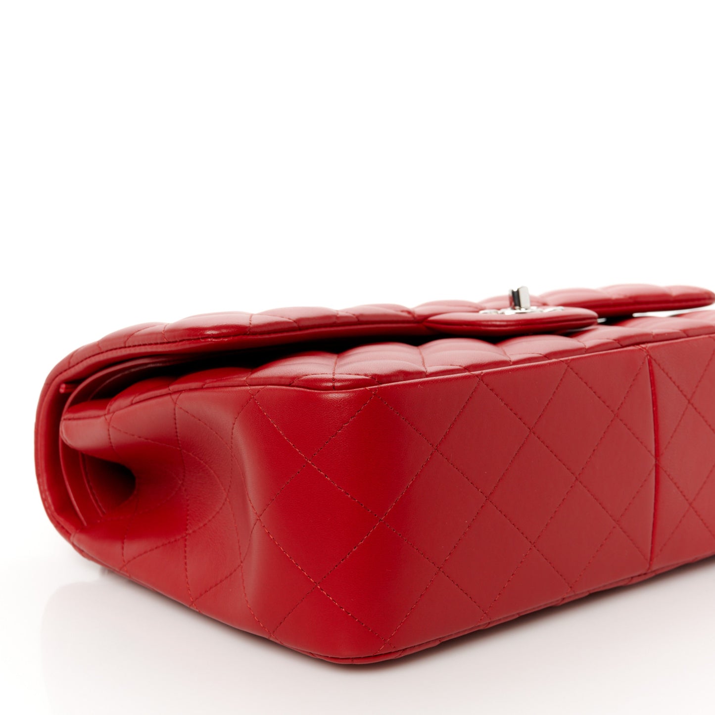 Lambskin Quilted Jumbo Double Flap Red