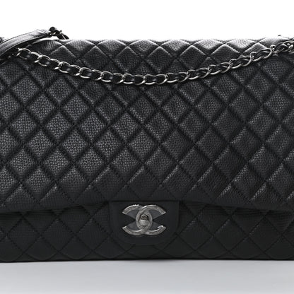 Chanel Calfskin Quilted XXL Travel Flap Bag Black 8 of 10
