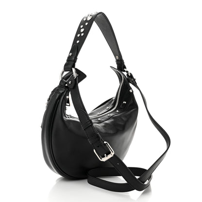 Versace Calfskin Studded Small Repeat Zip Hobo Black 3 of 9