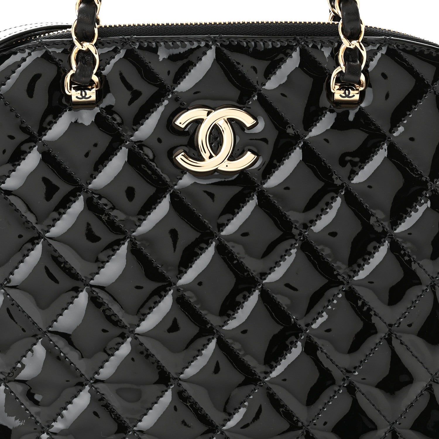 Chanel Patent Quilted Shiny Coco Small Shopping Bag Black 8 of 11