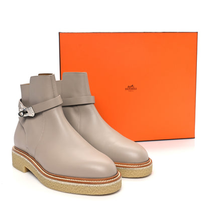 Hermes Calfskin History Ankle Boots 39.5 Beige Mastic 9 of 9