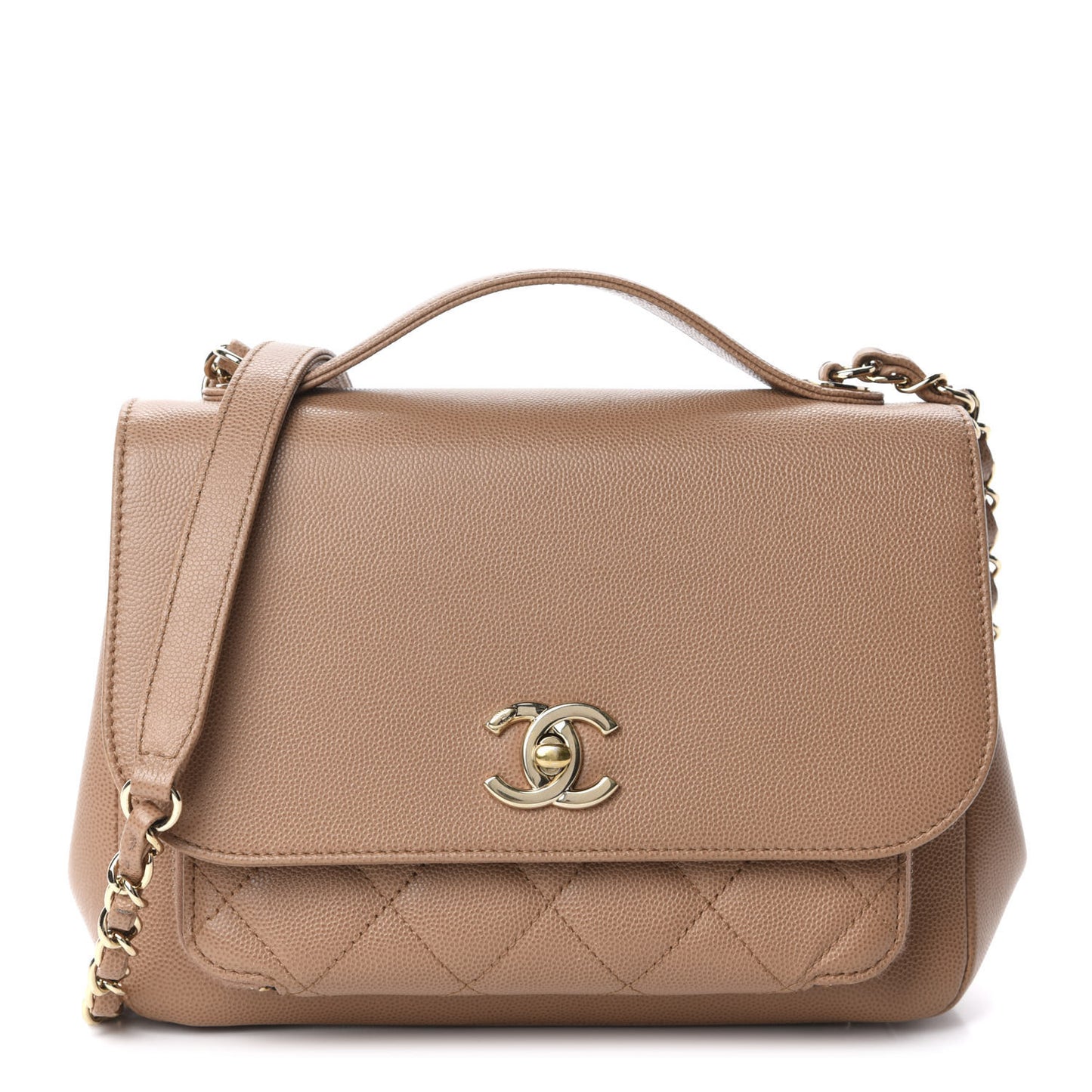 Caviar Quilted Medium Business Affinity Flap Camel