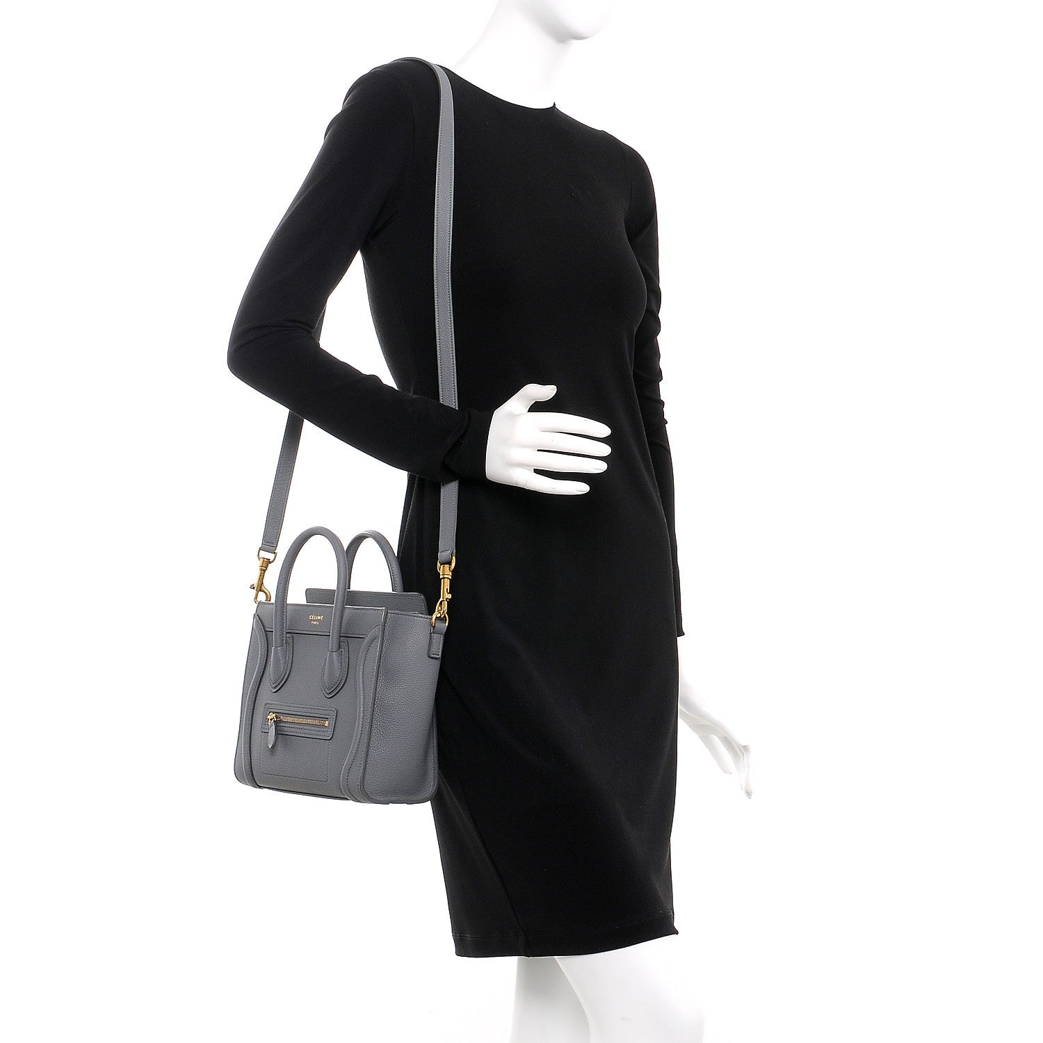Celine Drummed Calfskin Nano Luggage Kohl 2 of 10