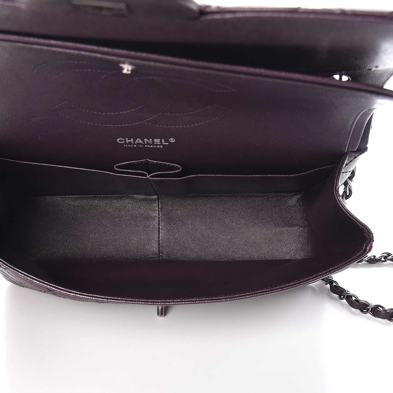 Chanel Caviar Quilted Jumbo Double Flap Dark Purple 6 of 13