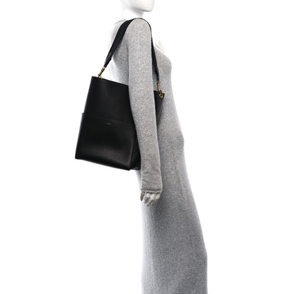 Celine Soft Grained Calfskin Sangle Bucket Bag Black 2 of 9
