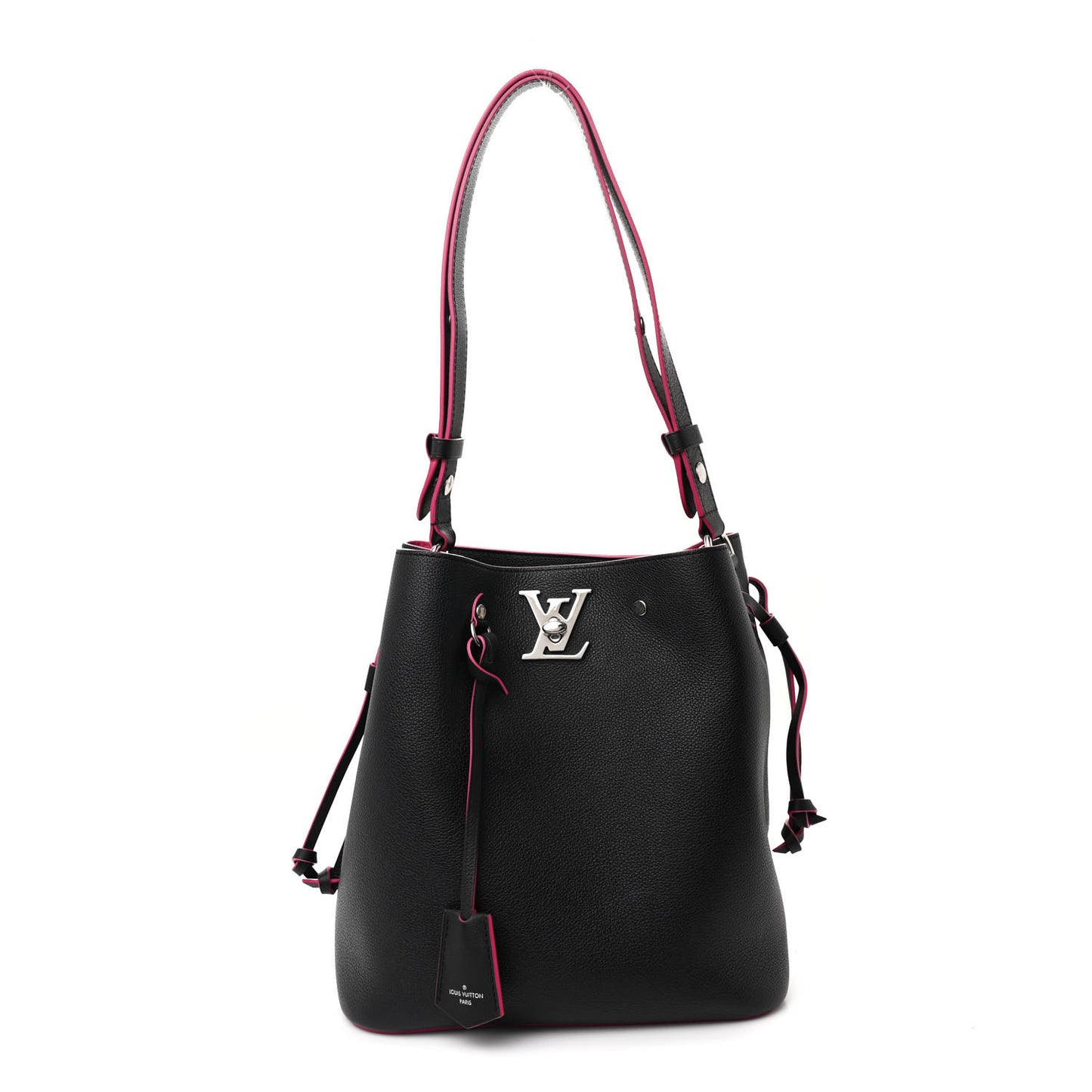 Calfskin Lockme Bucket Black