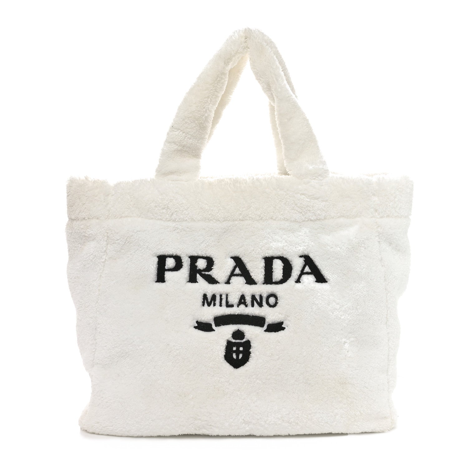 Prada Terry Cloth Tote Bag White Black 1 of 9