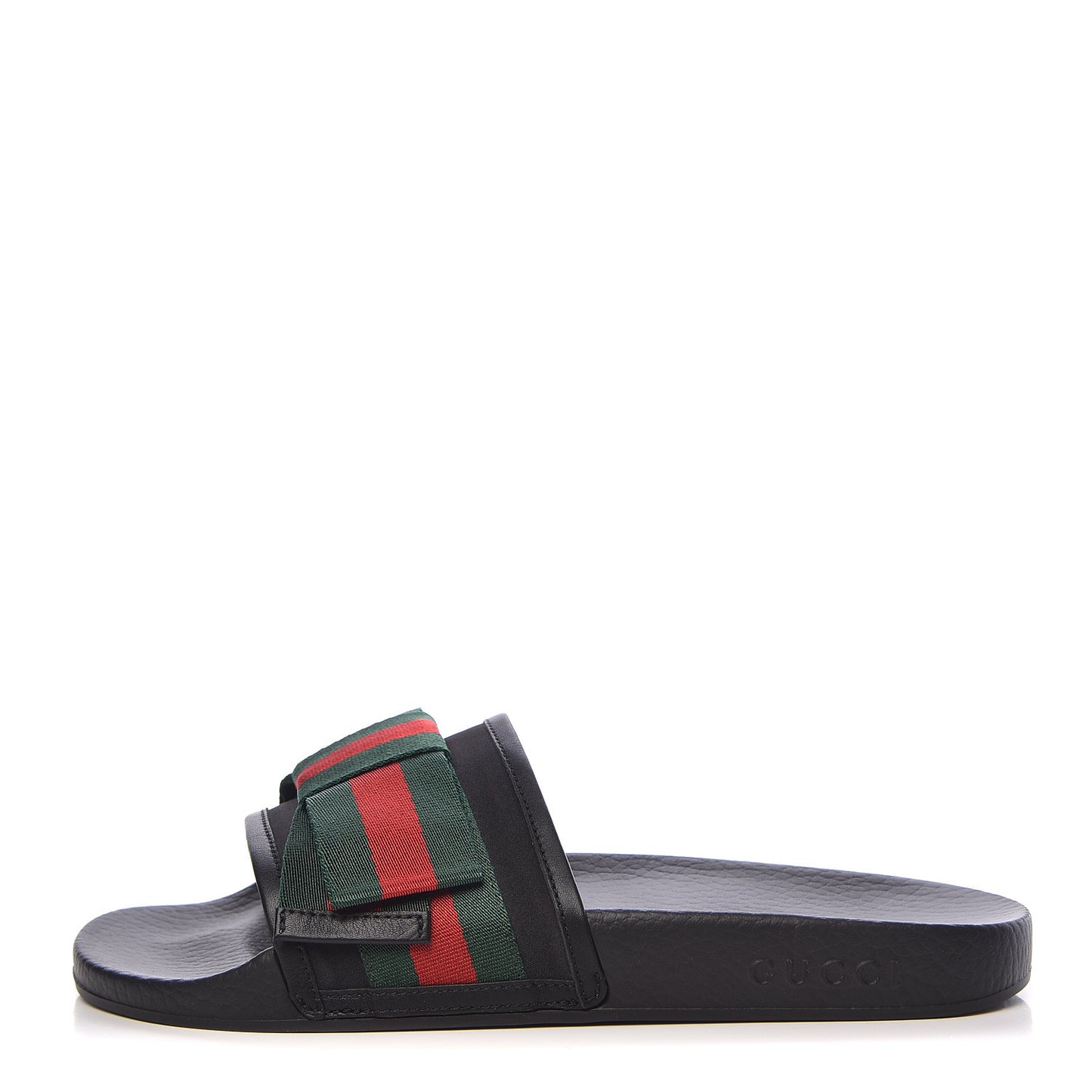 Satin Web Bow Slide Sandals 40 Black