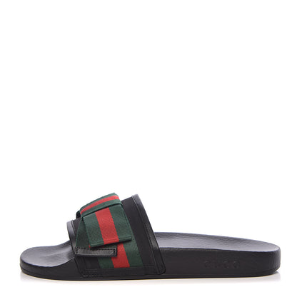 Gucci Satin Web Bow Slide Sandals 40 Black 1 of 10