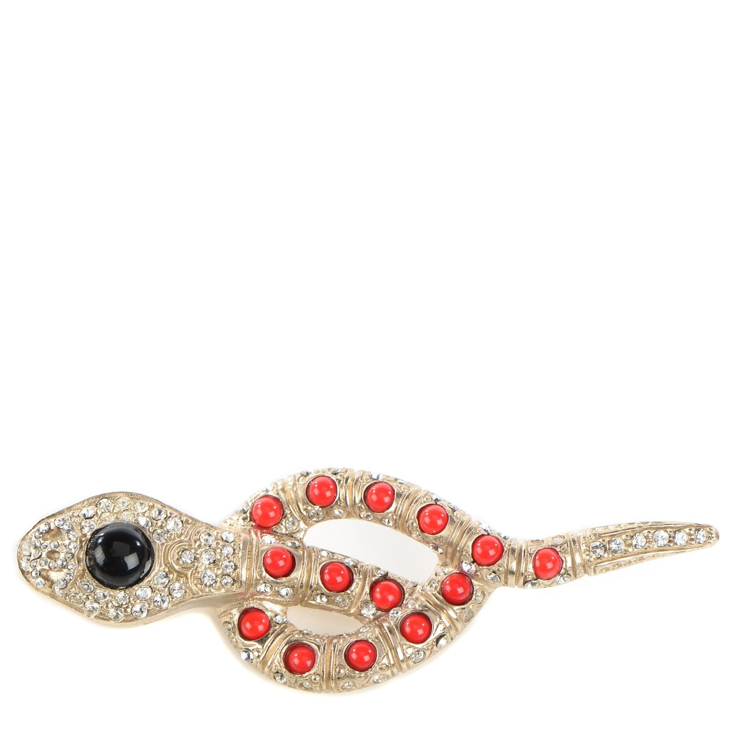 Crystal Serpent Brooch Red Gold