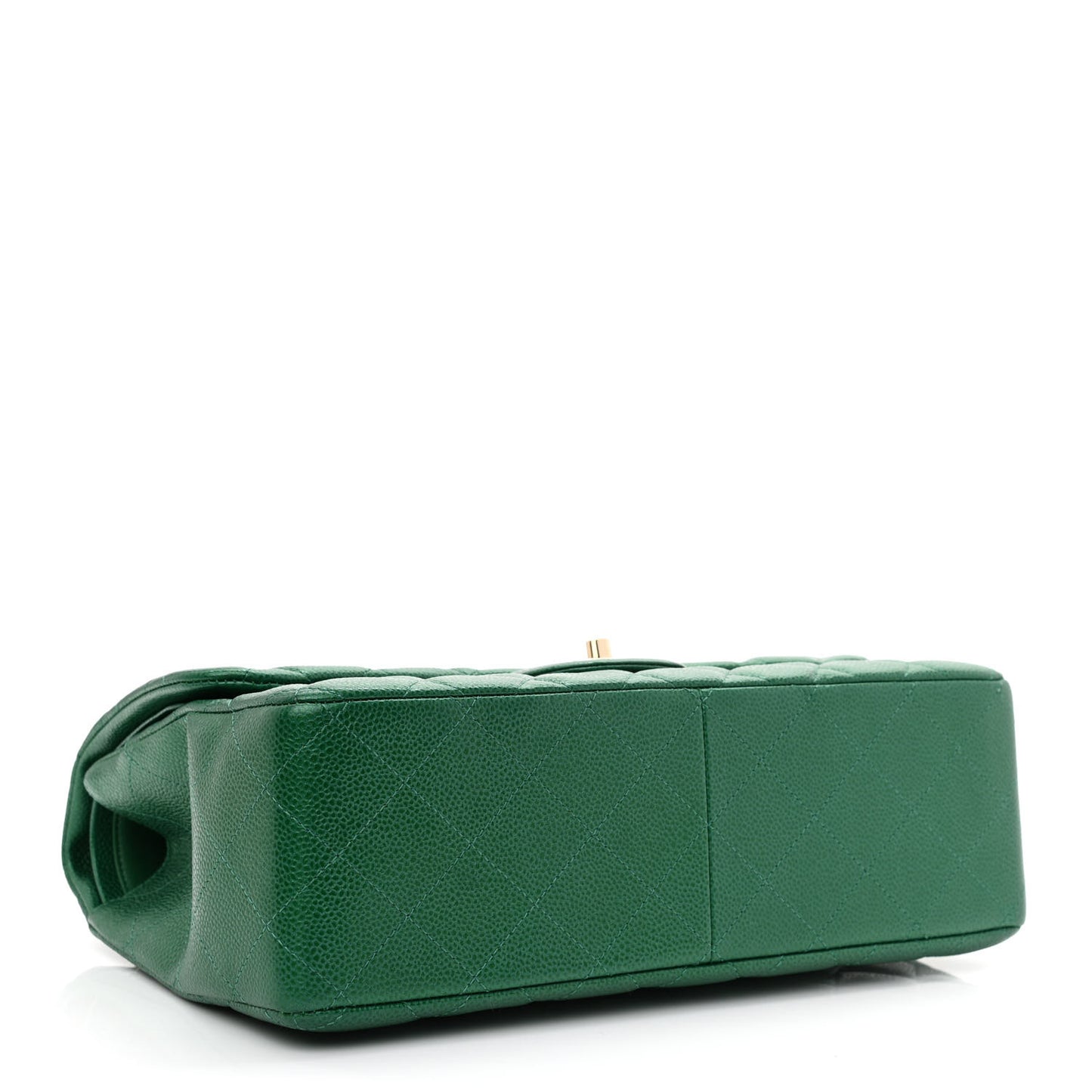Metallic Caviar Quilted Jumbo Double Flap Green