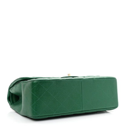 Chanel Metallic Caviar Quilted Jumbo Double Flap Green 4 of 14