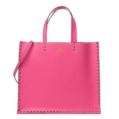 Valentino Garavani Calfskin Rockstud Vertical Tote Peony 1 of 8