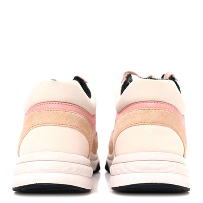 Chanel Nylon Lambskin Suede Calfskin CC Sneakers 35 Pink White Black 6 of 9