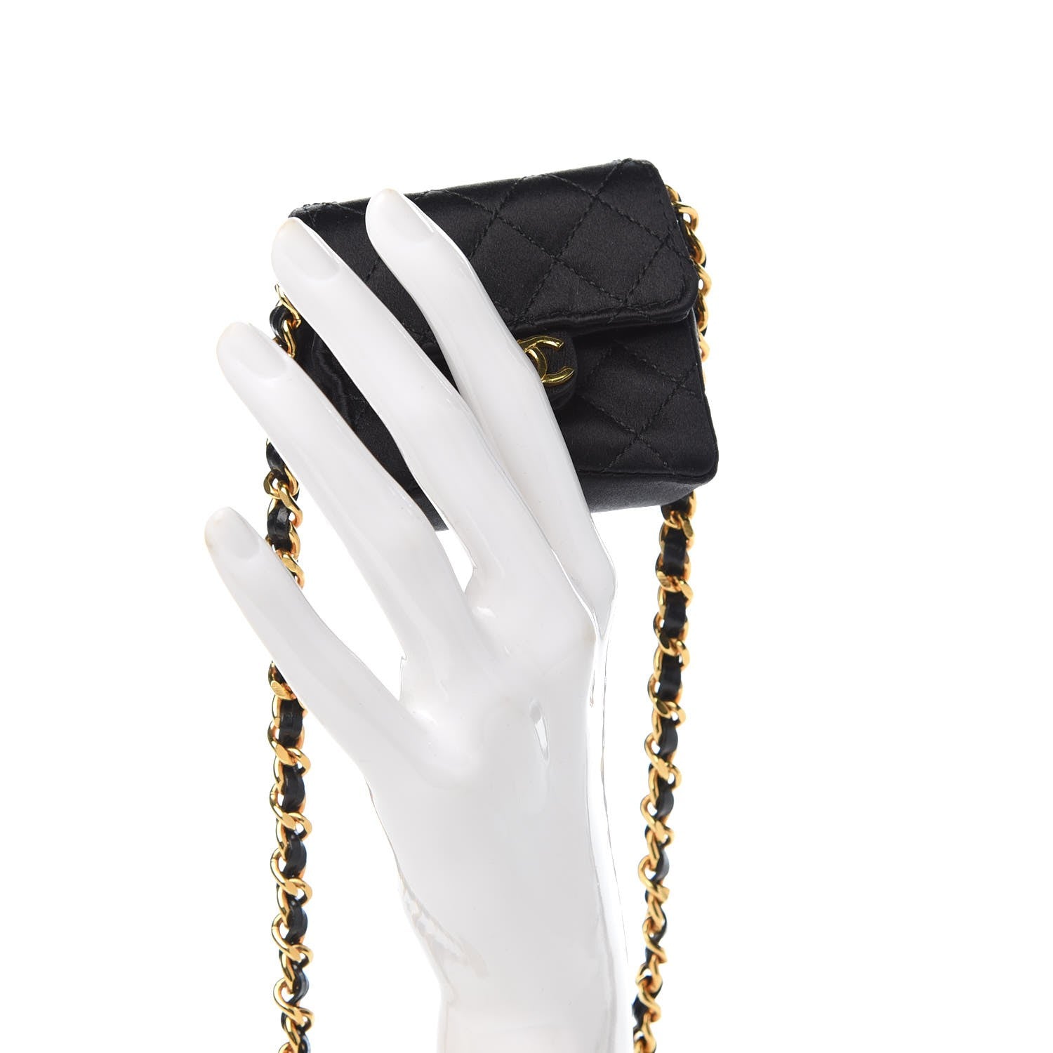 Chanel Satin Quilted Micro Mini Flap Black 3 of 9