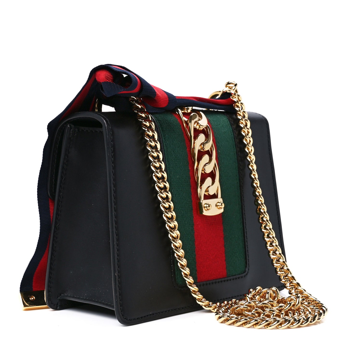 Calfskin Mini Sylvie Chain Shoulder Bag Black