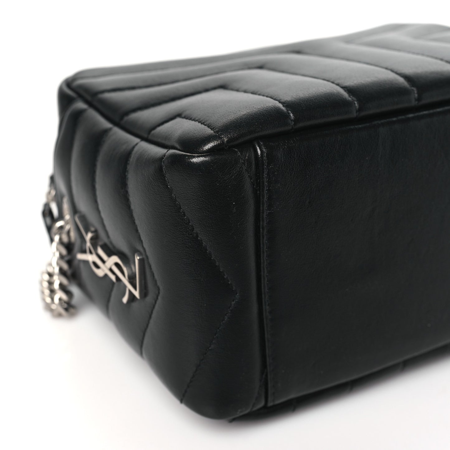 Calfskin Y Quilted Monogram Small Loulou Bowling Bag Black