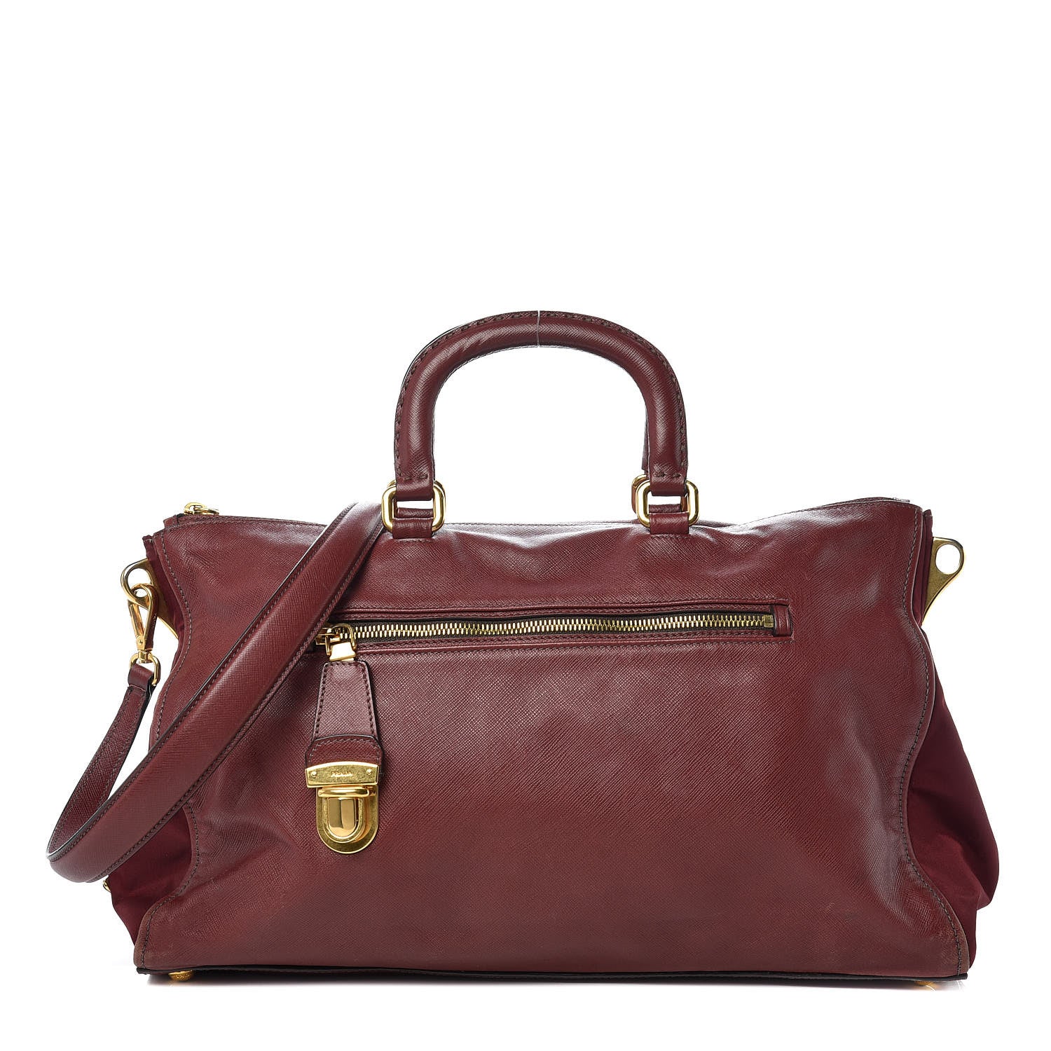 Prada Saffiano Tessuto Nylon Satchel Fuoco 1 of 13