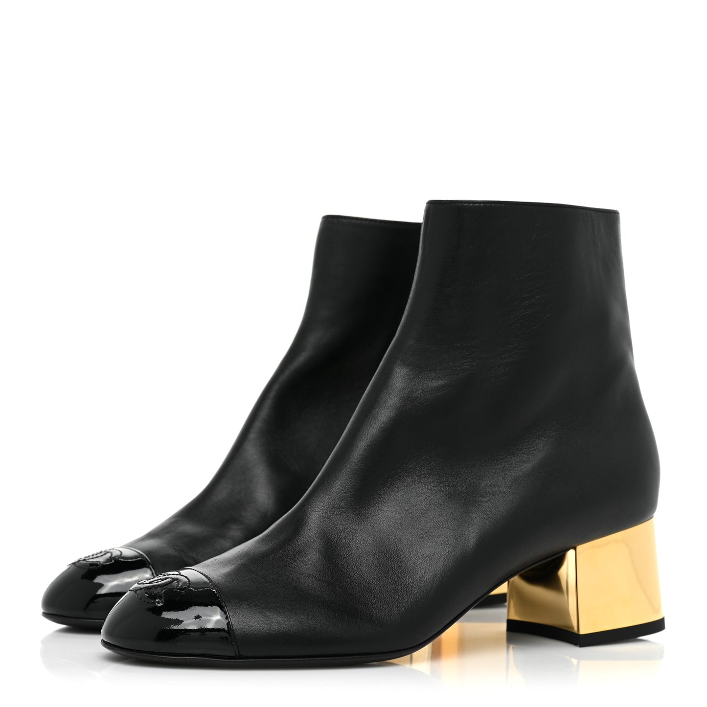 Mixed Fibers Lambskin Patent Calfskin Convertible High Boots 37 Black