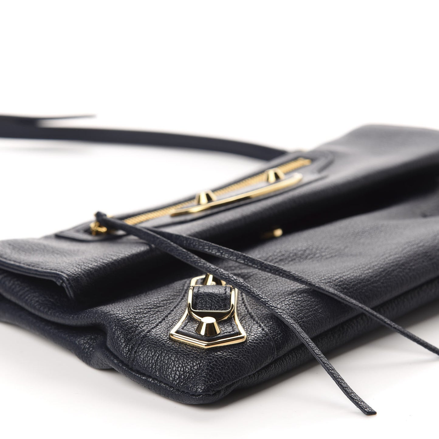 Chevre Gold Metallic Edge Hardware Envelope Clutch Bleu Nuit