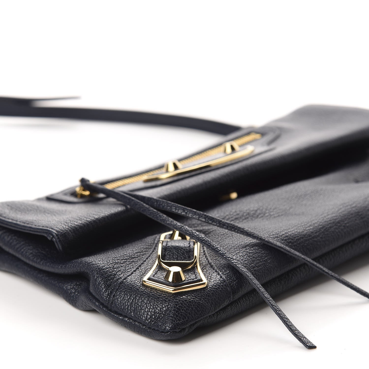 Balenciaga Chevre Gold Metallic Edge Hardware Envelope Clutch Bleu Nuit 7 of 11
