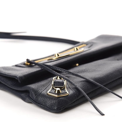 Balenciaga Chevre Gold Metallic Edge Hardware Envelope Clutch Bleu Nuit 7 of 11
