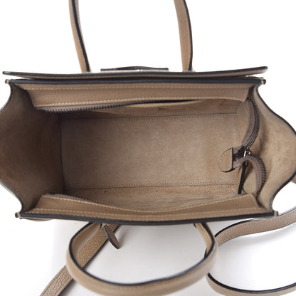Celine Drummed Calfskin Nano Luggage Dune 5 of 9