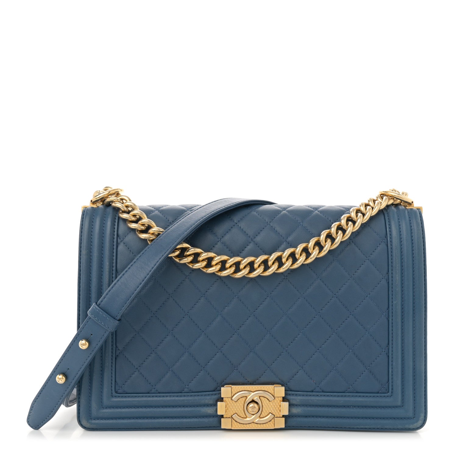 Chanel Lambskin Quilted New Medium Boy Flap Dark Blue 1 of 15