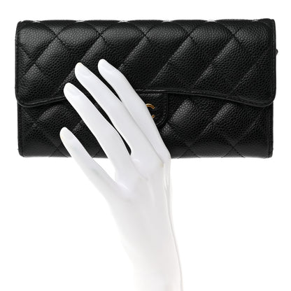 Chanel Caviar Quilted Large Gusset Flap Wallet Black 2 of 11