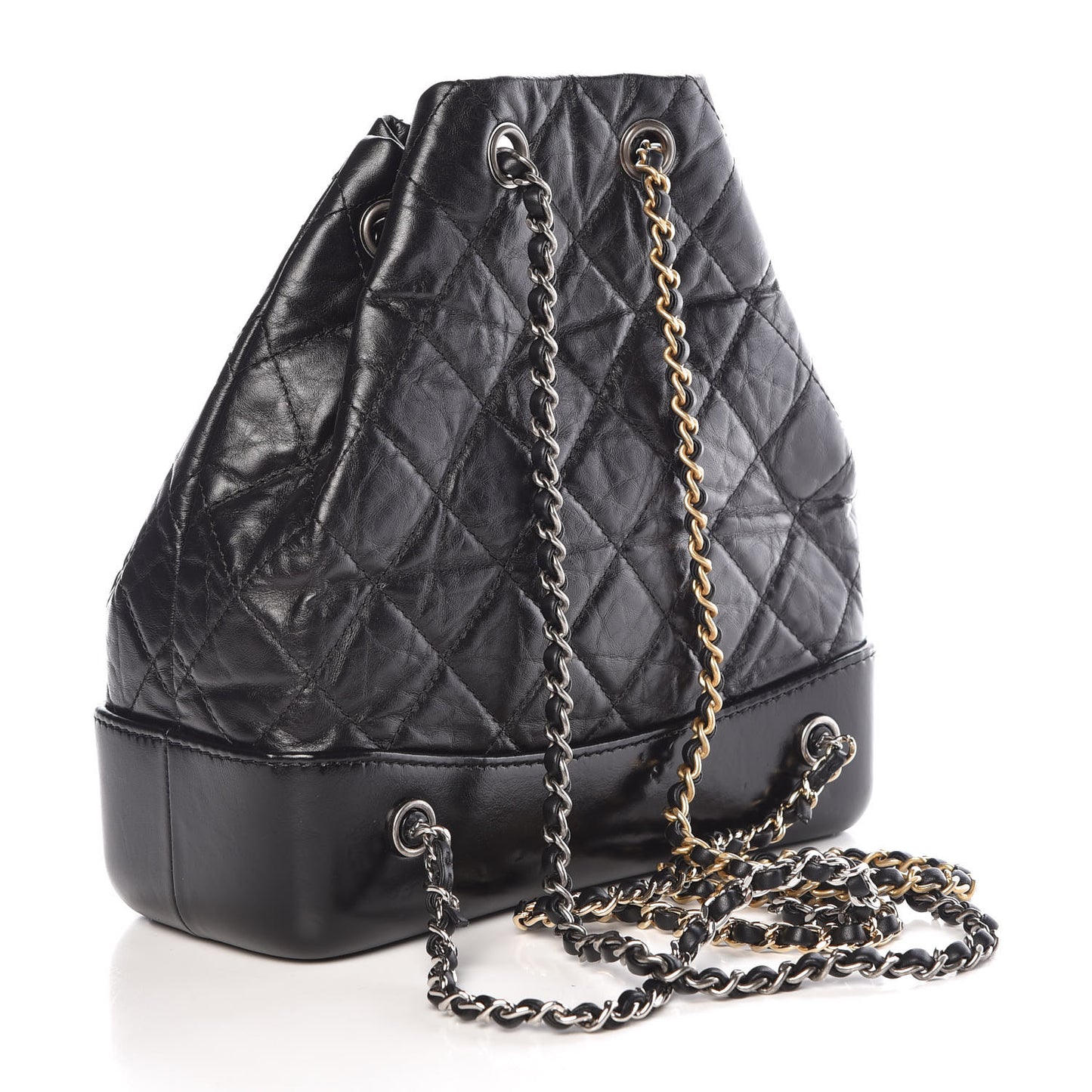 Aged Calfskin Quilted Small Gabrielle Backpack Black