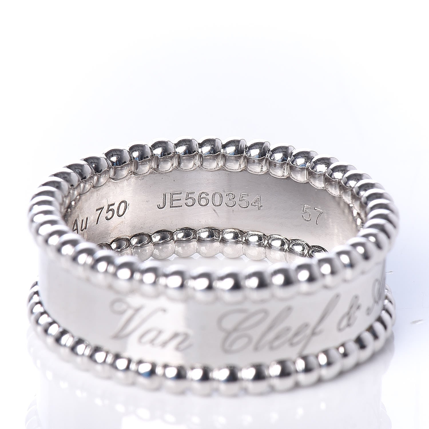 Van Cleef & Arpels 18K White Gold Perlee Signature Ring 57 8 5 of 6