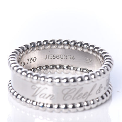 Van Cleef & Arpels 18K White Gold Perlee Signature Ring 57 8 5 of 6