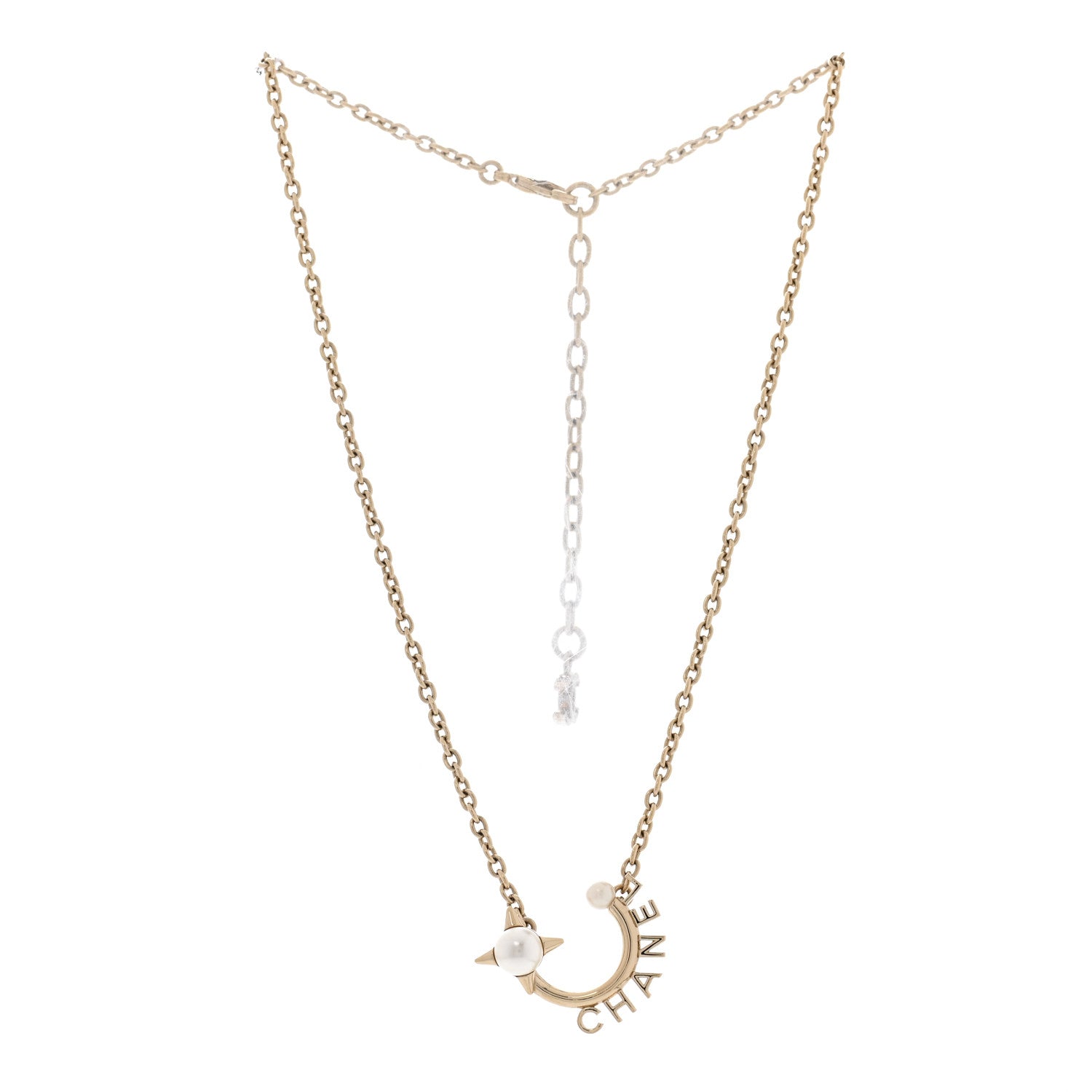 Chanel Pearl Logo Necklace Gold 3 of 6