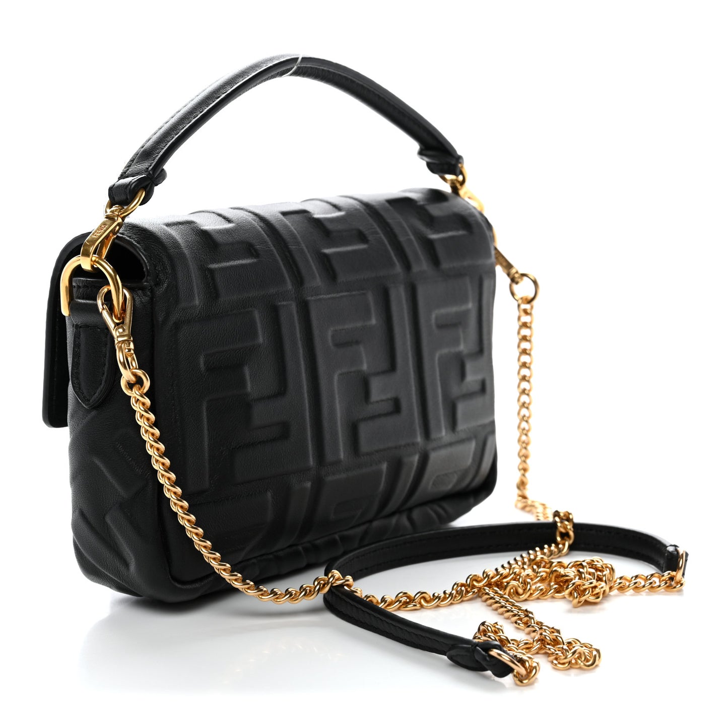 Nappa FF 1974 Embossed Mini Baguette Black