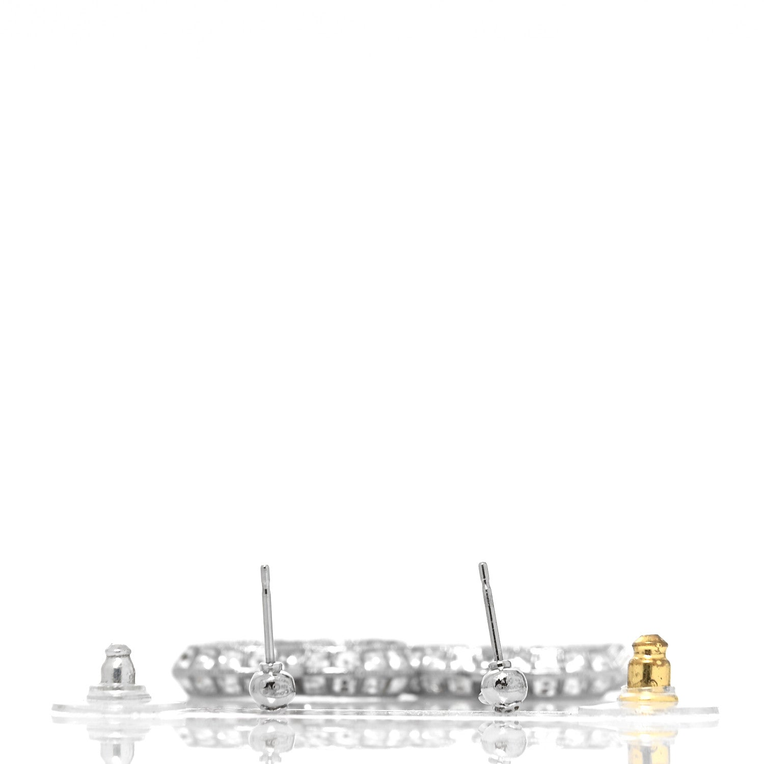 Chanel Baguette Crystal CC Drop Earrings Silver 3 of 3