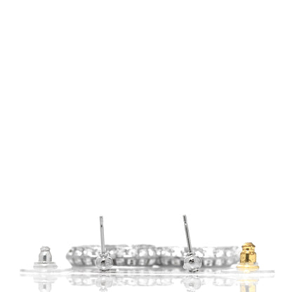 Chanel Baguette Crystal CC Drop Earrings Silver 3 of 3