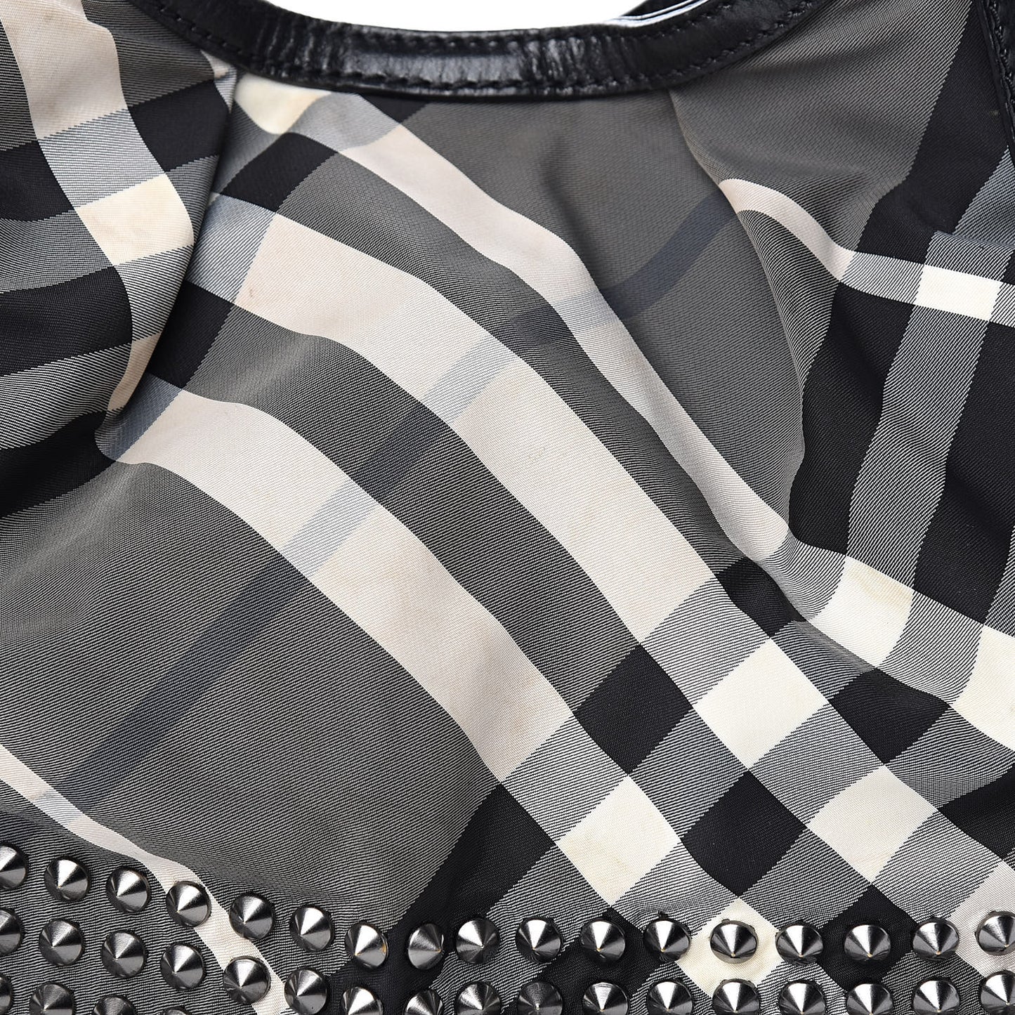 Nylon Beat Check Studded Hobo Black