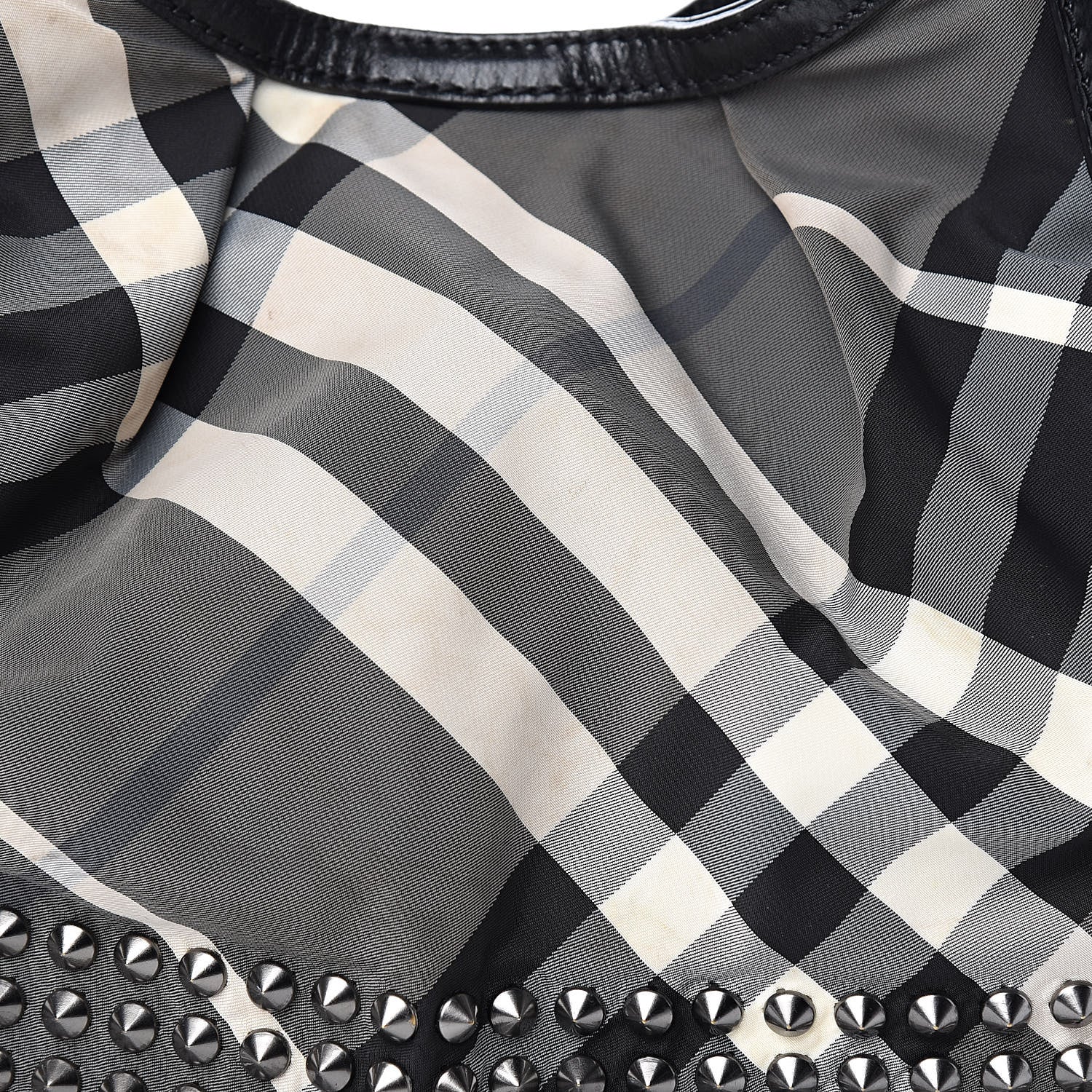 Burberry Nylon Beat Check Studded Hobo Black 20 of 22
