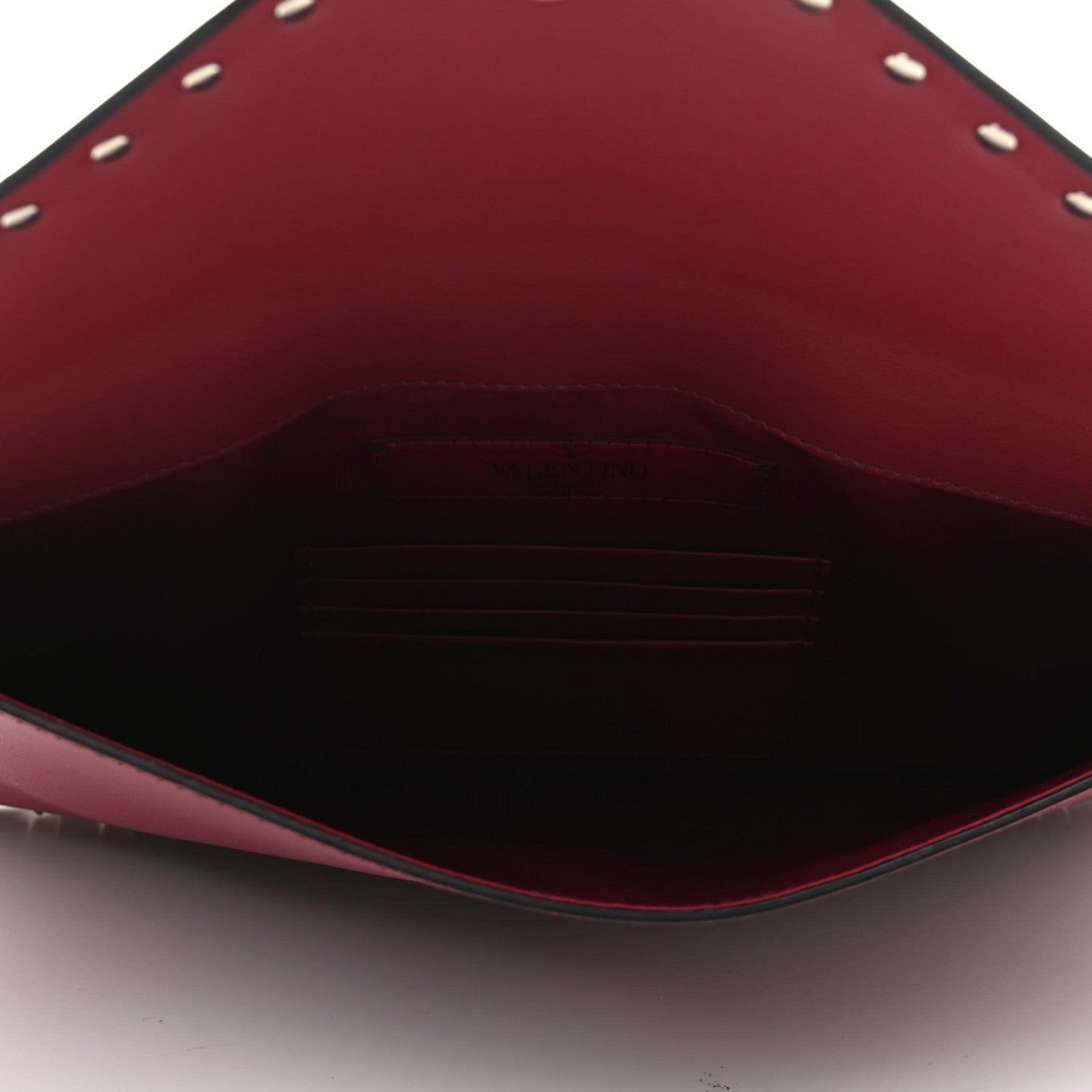 Valentino Garavani Vitello Large Rockstud Envelope Clutch Rubino 5 of 9