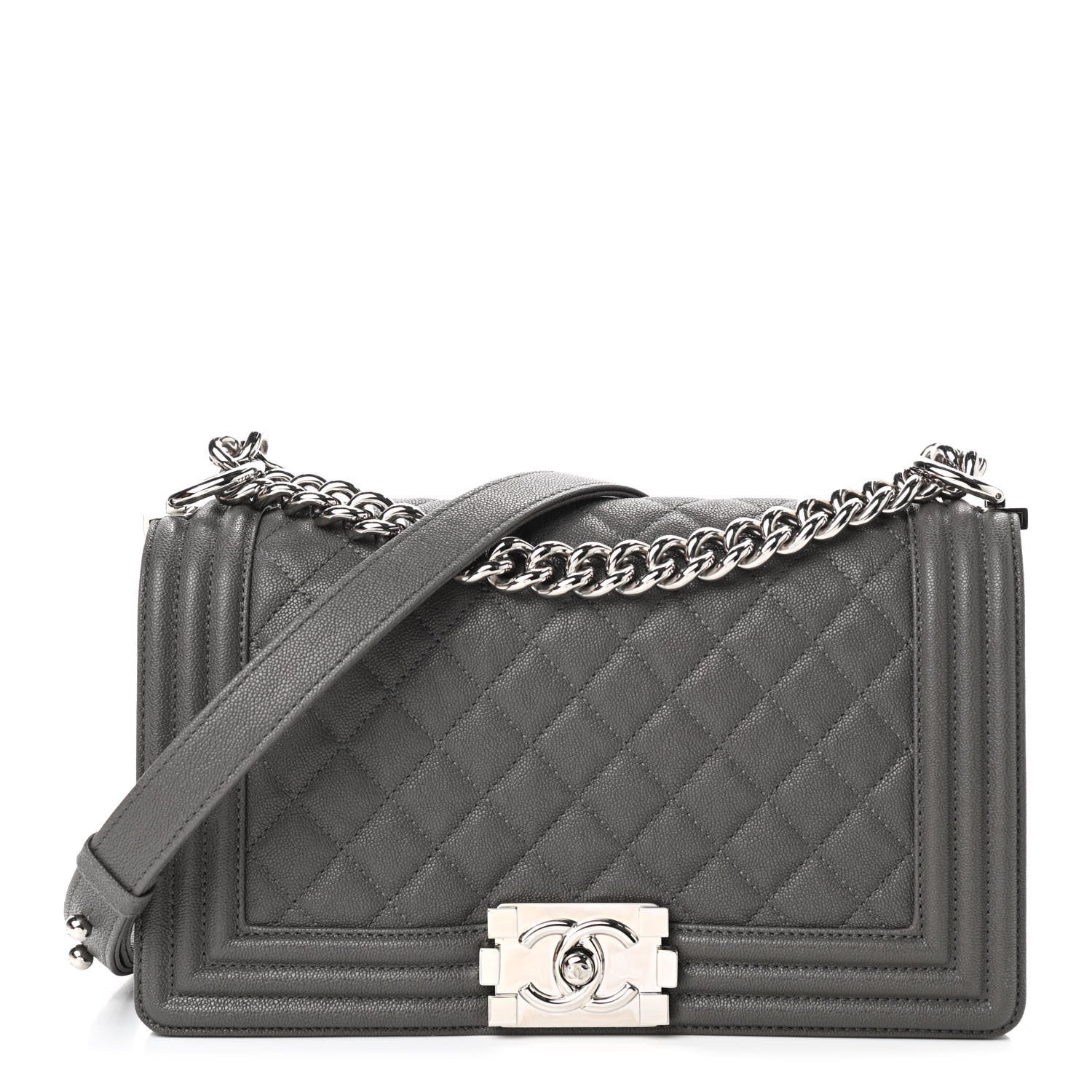 Chanel Caviar Quilted Medium Boy Flap Grey 1 of 9