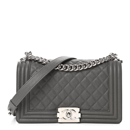 Chanel Caviar Quilted Medium Boy Flap Grey 1 of 9
