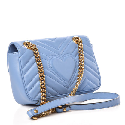 Gucci Calfskin Matelasse Mini GG Marmont Shoulder Bag Clear Sky Blue 3 of 11