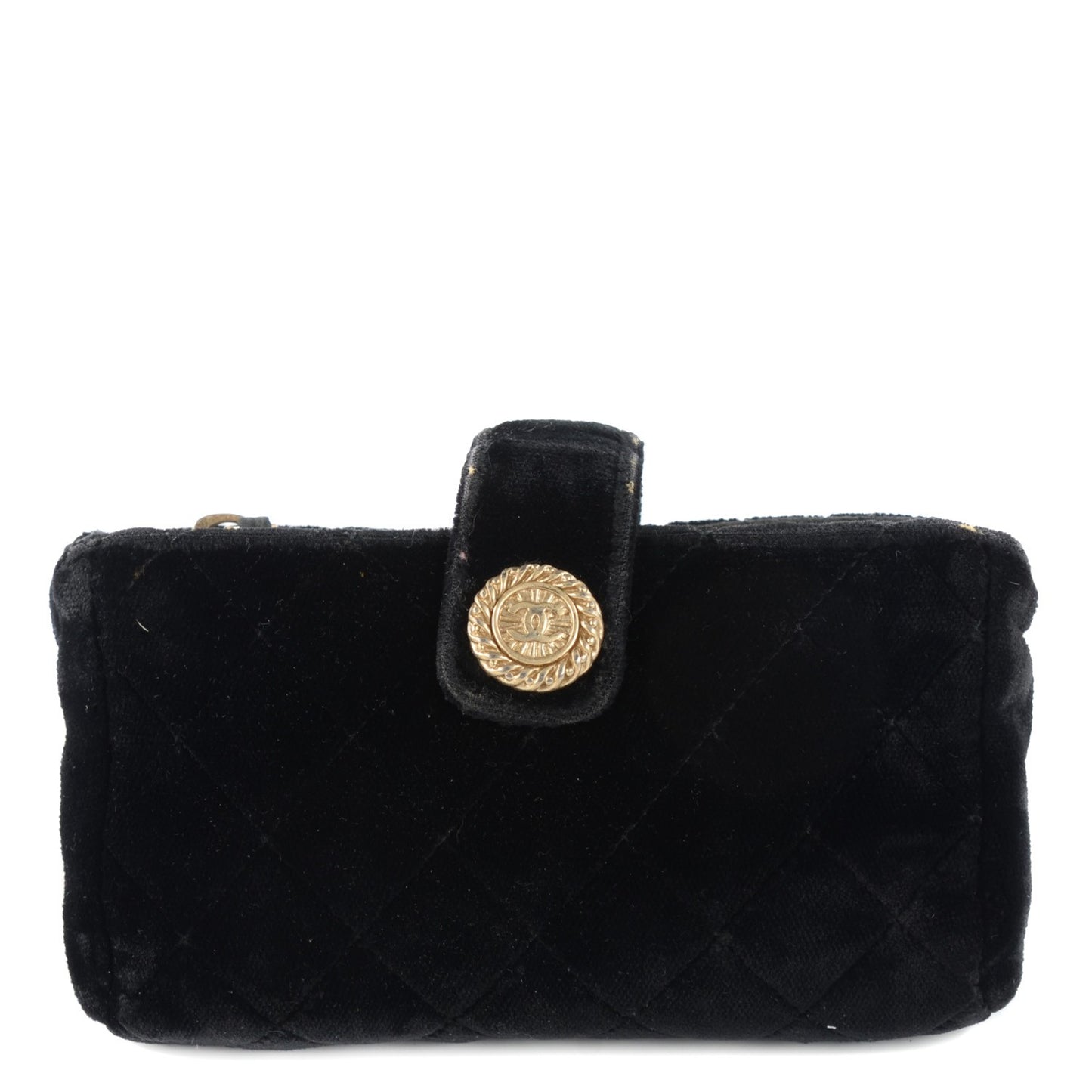 Velvet Quilted Mini Phone Holder Clutch Black