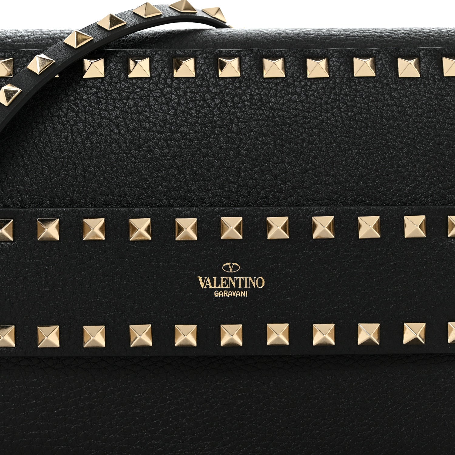 Valentino Garavani Pebbled Calfskin Rockstud Side Slip Crossbody Black 7 of 9